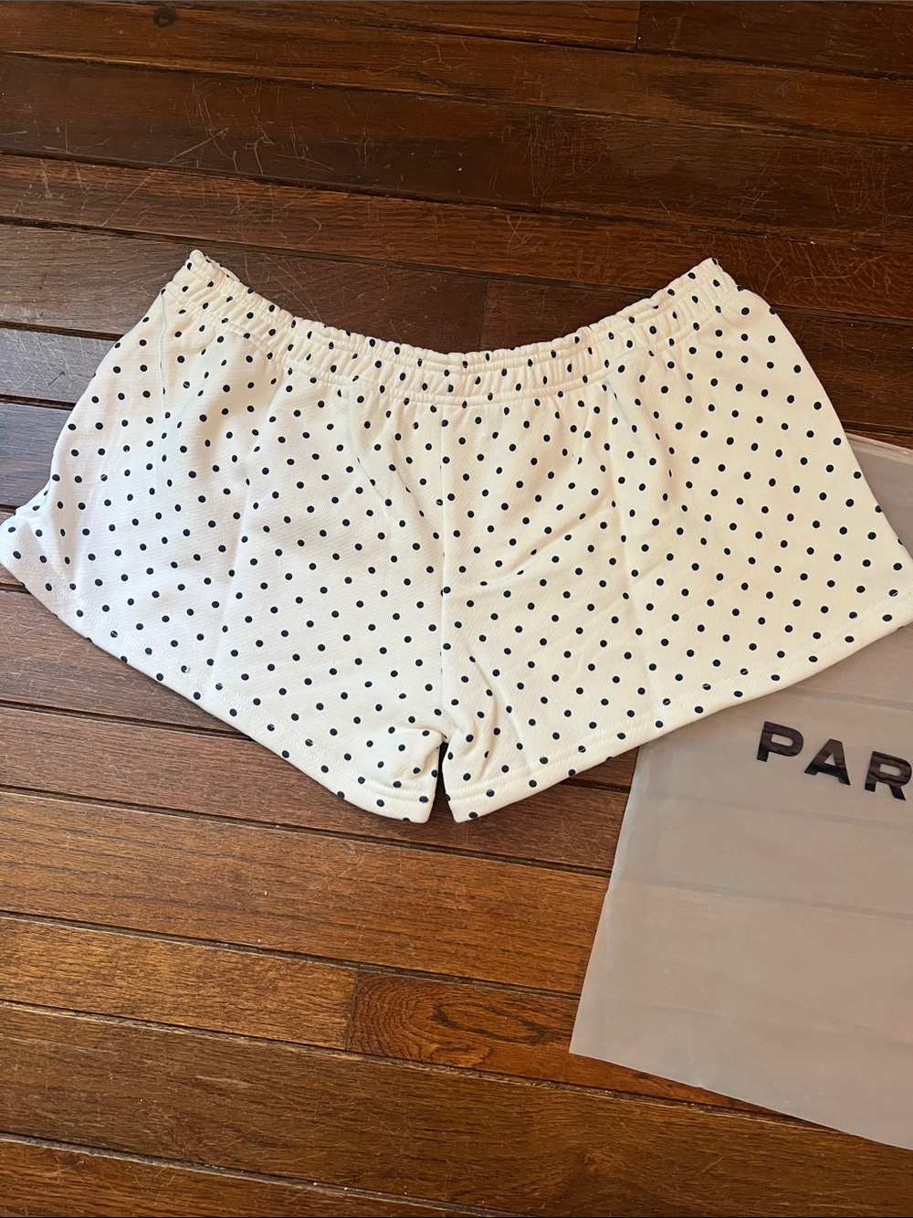 PARKE White & Denim Polka Dot Shorts Heritage Material Size Large NEW IN BAG - Picture 2 of 7